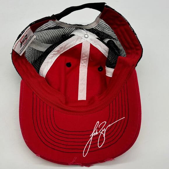 Luke Bryan Baseball Hat Mens OS Red Denim Distressed Black Meshback Adjustable - Picture 6 of 8